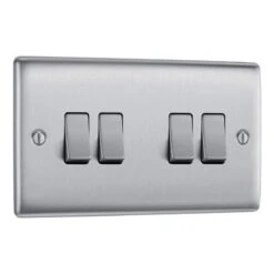 BG 10AX 4 Gang 2 Way Plate Switch - Brushed Steel