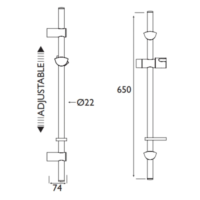 Bristan Evo Riser Rail With Adjustable Fixing Brackets - White/Chrome 4 Bristan Evo Riser Rail With Adjustable Fixing Brackets - White/Chrome - Image 2
