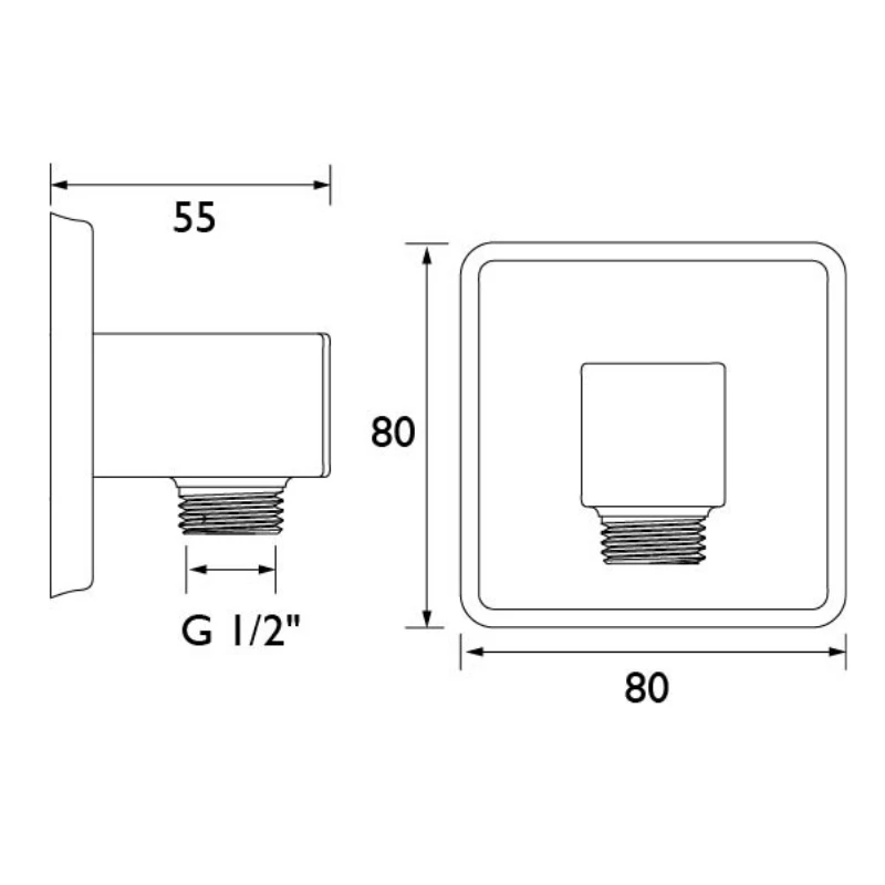 Bristan Square Wall Outlet - Chrome 4 Bristan Square Wall Outlet - Chrome - Image 2