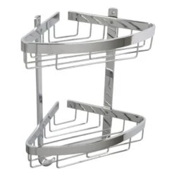 Croydex Aluminium Large Two Tier Corner Basket - Chrome