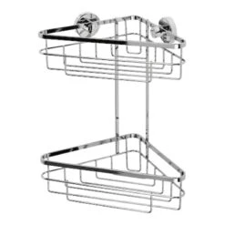 Croydex Brockham Flexi-Fix Two Tier Corner Basket - Chrome