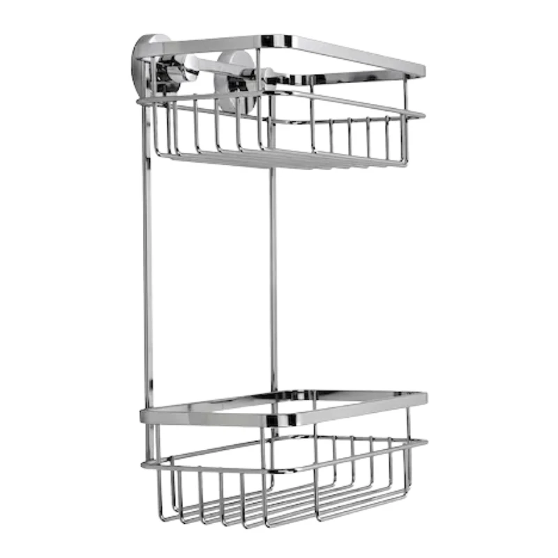 Croydex Brockham Flexi-Fix Two Tier Cosmetic Basket - Chrome 4 Croydex Brockham Flexi-Fix Two Tier Cosmetic Basket - Chrome - Image 2