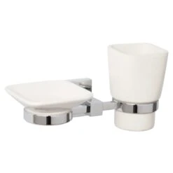 Croydex Flexi-Fix Everson Soap Dish And Tumbler - Chrome