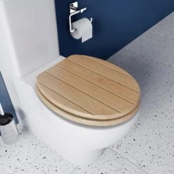 Croydex Geneva Flexi-Fix Toilet Seat - Oak Effect -Home Bathroom Store croydex geneva flexi fix toilet seat oak effect wl602176h 1
