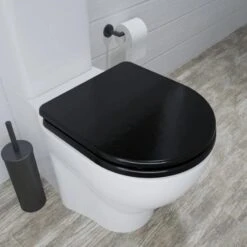 Croydex Iseo Flexi-Fix Wood Toilet Seat - Black -Home Bathroom Store croydex iseo flexi fix wood toilet seat black wl610321h 1