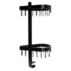Croydex Large Two Tier Corner Basket - Matte Black -Home Bathroom Store croydex large two tier corner basket matte black qm772821 2