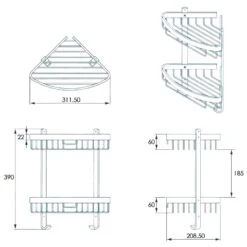 Croydex Large Two Tier Corner Basket - Matte Black -Home Bathroom Store croydex large two tier corner basket matte black qm772821 3