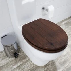 Croydex Molvena Flexi-Fix Wood Toilet Seat - Walnut Effect -Home Bathroom Store croydex molvena flexi fix wood toilet seat walnut effect wl610477h 1