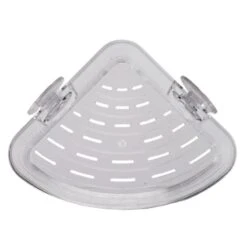 Croydex Press 'N' Lock Corner Basket - Clear -Home Bathroom Store croydex press n lock corner basket clear pa120832 2