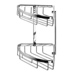 Croydex Slimline Aluminium Two Tier Corner Basket - Chrome -Home Bathroom Store croydex slimline aluminium two tier corner basket chrome qm783841 2
