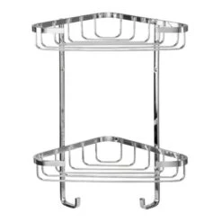 Croydex Stainless Steel Small Two Tier Corner Basket - Chrome