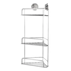 Croydex Stick 'N' Lock Three Tier Corner Basket - Chrome -Home Bathroom Store croydex stick n lock three tier corner basket chrome qm290841 2