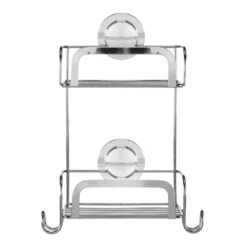 Croydex Stick 'N' Lock Two Tier Compact Basket - Chrome