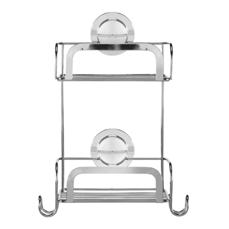 Croydex Stick 'N' Lock Two Tier Compact Basket - Chrome 3 Croydex Stick 'N' Lock Two Tier Compact Basket - Chrome