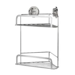 Croydex Stick 'N' Lock Two Tier Corner Basket - Chrome 7 Croydex Stick 'N' Lock Two Tier Corner Basket - Chrome -Home Bathroom Store croydex stick n lock two tier corner basket chrome qm290741 2
