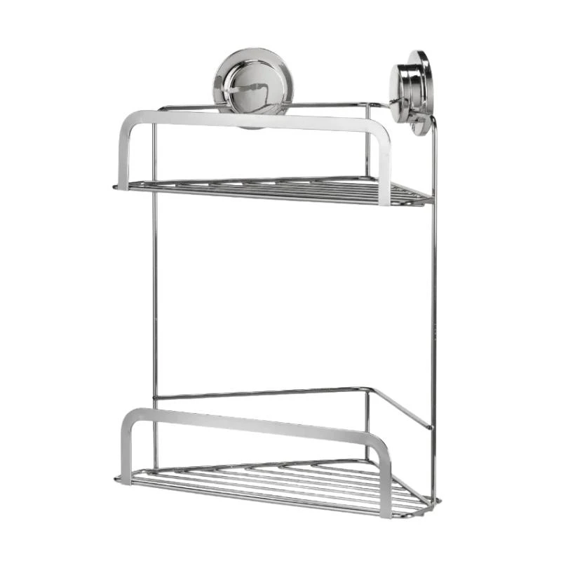 Croydex Stick 'N' Lock Two Tier Corner Basket - Chrome 5 Croydex Stick 'N' Lock Two Tier Corner Basket - Chrome - Image 3
