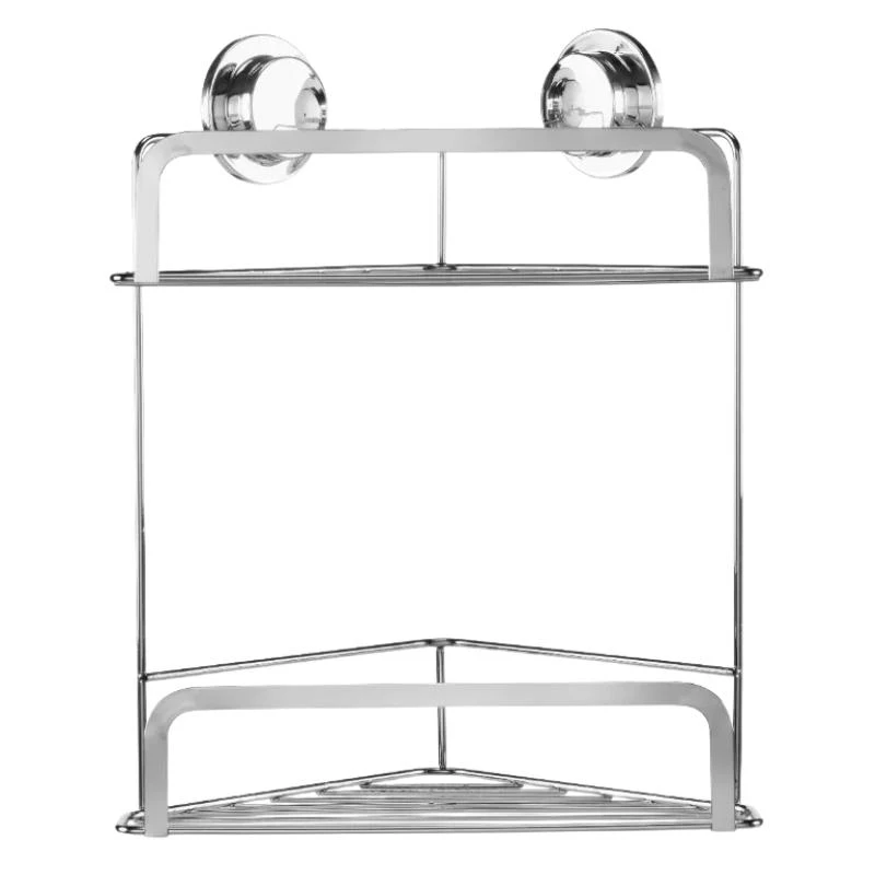 Croydex Stick 'N' Lock Two Tier Corner Basket - Chrome 3 Croydex Stick 'N' Lock Two Tier Corner Basket - Chrome