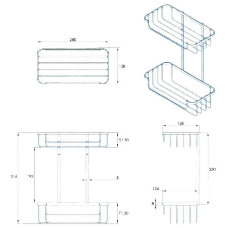 Croydex Two Tier Cosmetic Basket - Mild Steel 6 Croydex Two Tier Cosmetic Basket - Mild Steel - Image 4