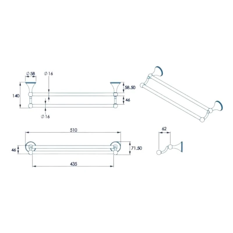 Croydex Westminster Double Towel Rail - Chrome 6 Croydex Westminster Double Towel Rail - Chrome - Image 4