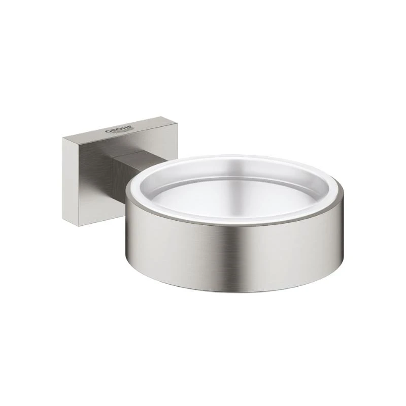 Grohe Essentials Cube Glass/Soap Dish Holder - Supersteel 3 Grohe Essentials Cube Glass/Soap Dish Holder - Supersteel