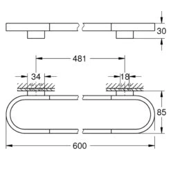 Grohe Selection Towel Rail - 600mm - Polished Nickel -Home Bathroom Store grohe selection towel rail 600mm polished nickel 41056be0 2