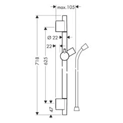 Hansgrohe Unica Shower Rail S Puro - 65cm With Shower Hose - Matt Black 7 Hansgrohe Unica Shower Rail S Puro - 65cm With Shower Hose - Matt Black -Home Bathroom Store hansgrohe unica shower rail s puro 65cm with shower hose matt black 28632670 2