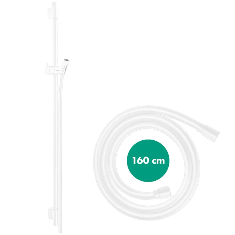 Hansgrohe Unica Shower Rail S Puro - 65cm With Shower Hose - Matt White 4 Hansgrohe Unica Shower Rail S Puro - 65cm With Shower Hose - Matt White - Image 2
