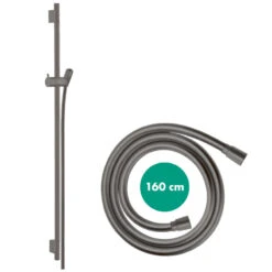 Hansgrohe Unica Shower Rail S Puro - 90cm With Shower Hose - Brushed Black Chrome -Home Bathroom Store hansgrohe unica shower rail s puro 90 cm with shower hose brushed black chrome 28631340 1