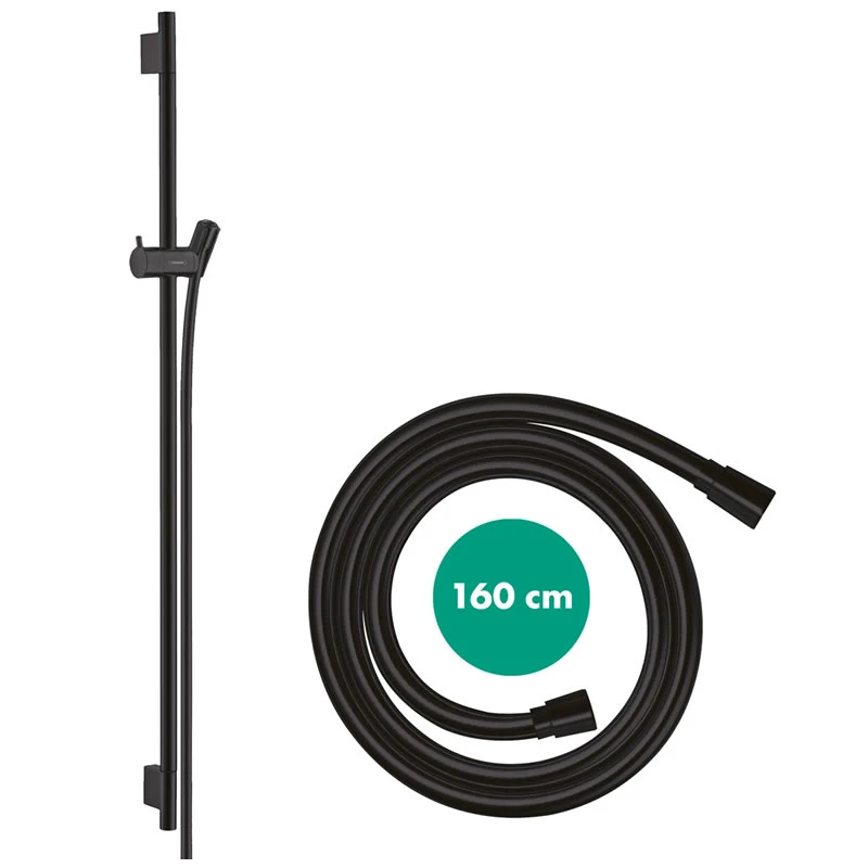 Hansgrohe Unica Shower Rail S Puro - 90cm With Shower Hose - Matt Black 4 Hansgrohe Unica Shower Rail S Puro - 90cm With Shower Hose - Matt Black - Image 2