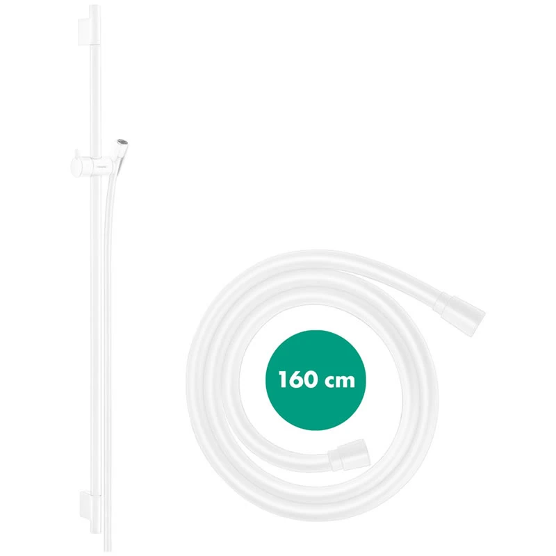 Hansgrohe Unica Shower Rail S Puro - 90cm With Shower Hose - Matt White 4 Hansgrohe Unica Shower Rail S Puro - 90cm With Shower Hose - Matt White - Image 2