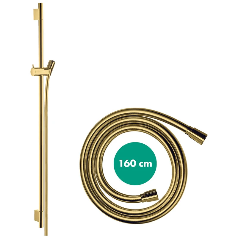 Hansgrohe Unica Shower Rail S Puro - 90cm With Shower Hose - Polished Gold Optic 4 Hansgrohe Unica Shower Rail S Puro - 90cm With Shower Hose - Polished Gold Optic - Image 2