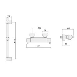Inta Kiko Deluxe Thermostatic Bar Mixer Shower - Chrome -Home Bathroom Store inta kiko deluxe thermostatic bar mixer shower chrome kk10035cp 1