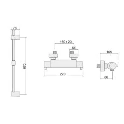 Inta Kiko Thermostatic Bar Mixer Shower - Chrome -Home Bathroom Store inta kiko thermostatic bar mixer shower chrome kk10031cp 1