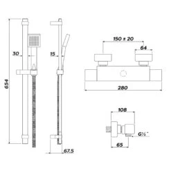 Inta Mio Safe Touch Thermostatic Bar Mixer Shower - Chrome -Home Bathroom Store inta mio safe touch thermostatic bar mixer shower chrome mm10031cp 1