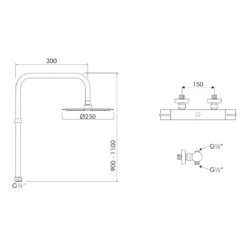 Inta Puro Deluxe Dual Thermostatic Bar Mixer Shower - Chrome -Home Bathroom Store inta puro deluxe dual thermostatic bar mixer shower chrome pu10036cp 1