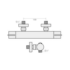 Inta Puro Safe Touch Thermostatic Bar Mixer Shower - Chrome -Home Bathroom Store inta puro safe touch thermostatic bar mixer shower chrome pu10031cp 1