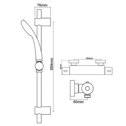 Inta Trade-Tec Thermostatic Bar Mixer Shower With Kit -Home Bathroom Store inta trade tec thermostatic bar mixer shower with kit tr10032cp 1