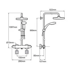 Mira Coda Pro ERD Mk 2 Thermostatic Bar Mixer Shower With Diverter - Chrome -Home Bathroom Store mira coda pro erd thermostatic bar mixer shower with diverter chrome 1836.006 2
