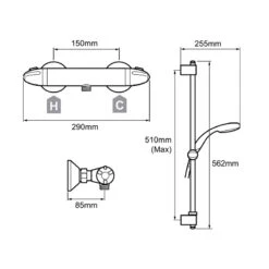 Mira Coda Pro EV MK3 Thermostatic Bar Mixer Shower - Chrome 6 Mira Coda Pro EV MK3 Thermostatic Bar Mixer Shower - Chrome -Home Bathroom Store mira coda pro ev thermostatic bar mixer shower chrome 1836.005 1