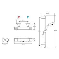 Mira React EV Bar Mixer Shower - Chrome -Home Bathroom Store mira react ev bar mixer shower chrome 2.1878.005 3