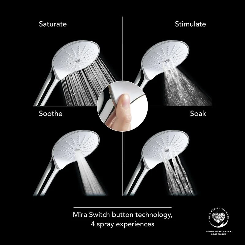 Mira Switch 4 Spray Shower Head - Chrome 4 Mira Switch 4 Spray Shower Head - Chrome - Image 2