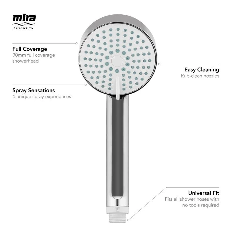 Mira Beat 4-mode 9cm Shower Head - Chrome 6 Mira Beat 4-mode 9cm Shower Head - Chrome - Image 4