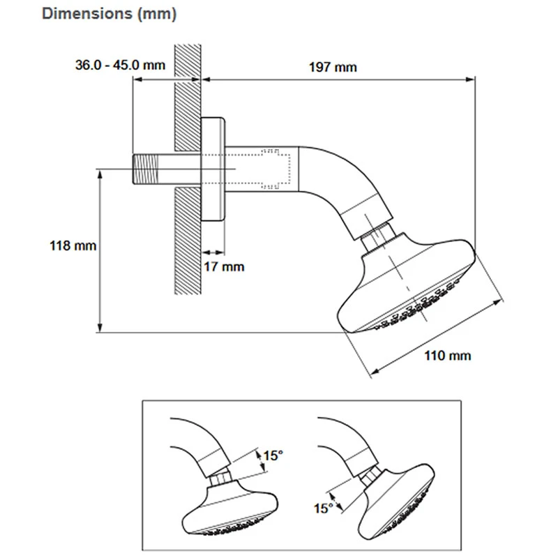 Rada SH1 UK Fixed Shower Head Single Mode 4 Rada SH1 UK Fixed Shower Head Single Mode - Image 2